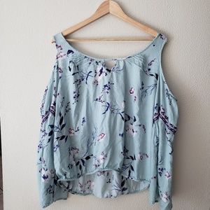 Cold Shoulder Floral Blouse